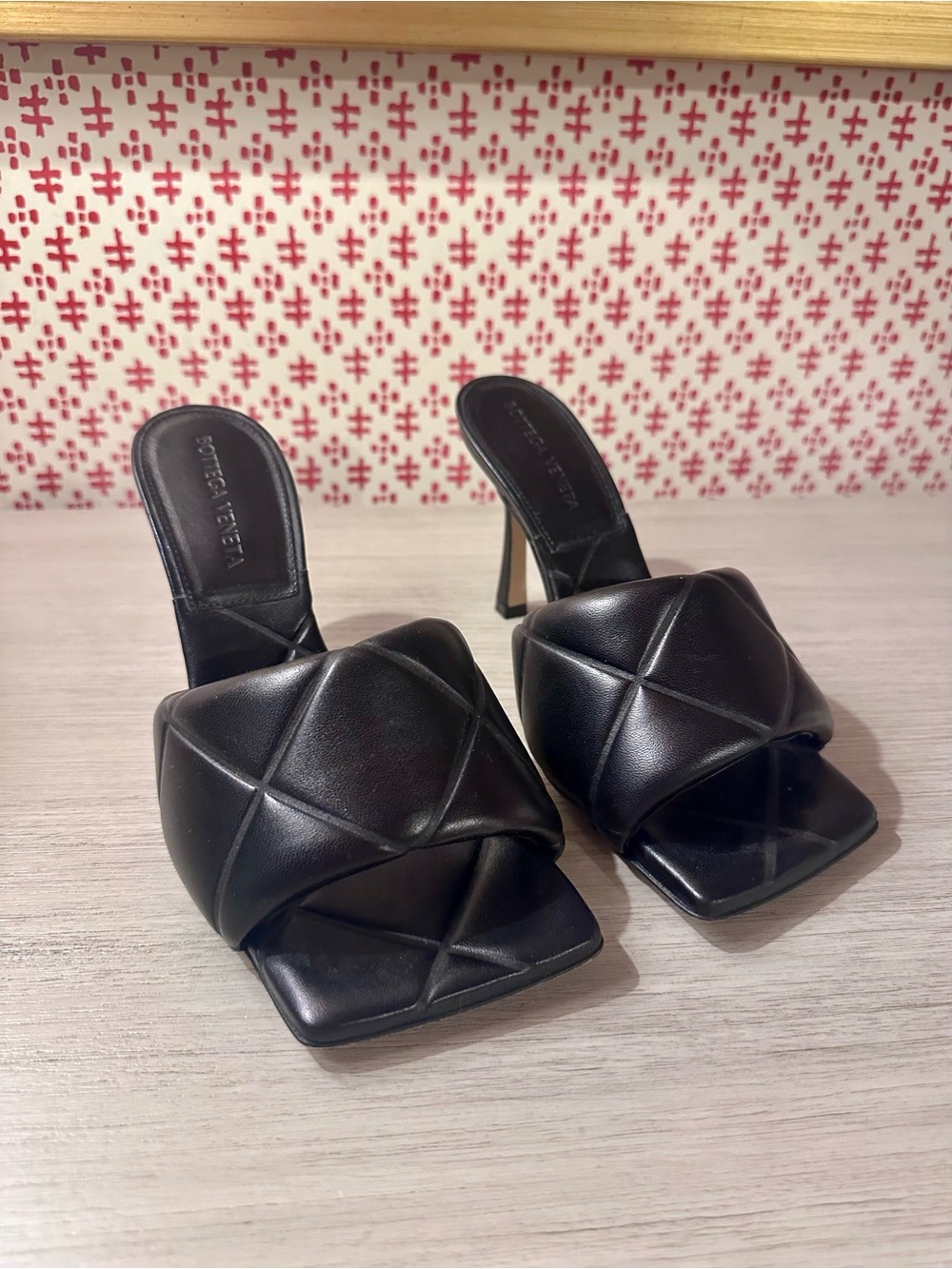 Bottega Veneta Black Quilted Square-Toe Slide Mules